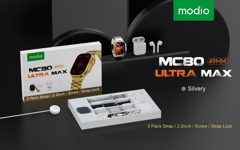 ساعت هوشمند مودیو مدل MC80 Ultra Max همراه با هندزفری